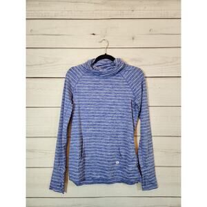Gap Fit Womens Blue White Striped Turtleneck Long Sleeve Athletic Top Size Small